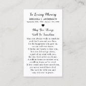 Gedenkkarte Rote Rose Beileid Beerdigung Gebetskar Telefonnummerkarte (Rückseite)