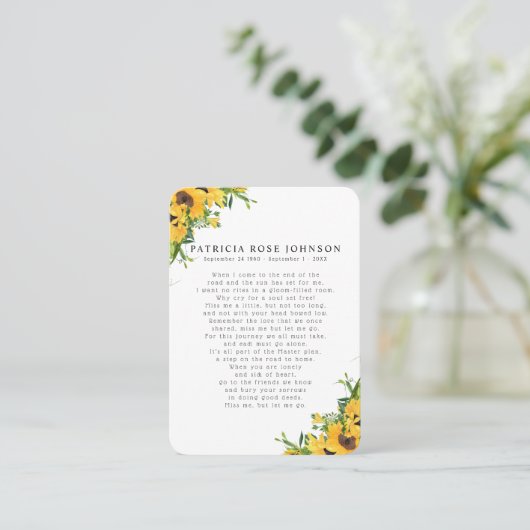 Gedenkkarte Sonnenblumen Foto Beileid Beerdigung Visitenkarte (Stehend Vorderseite)