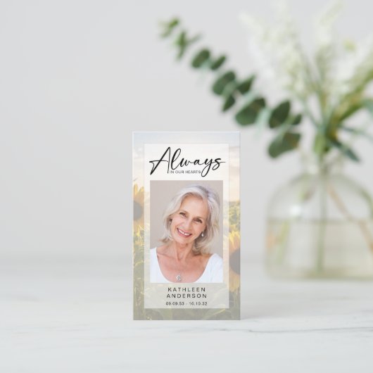 Gedenkkarte | Sonnenblumen Telefonnummerkarte (Stehend Vorderseite)