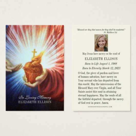 Gedenkkarte zum katholischen Jesus-Beerdigung (Vorne & Hinten)