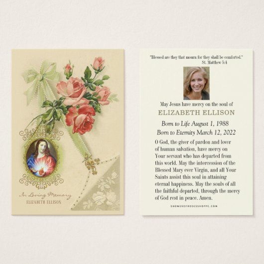 Gedenkkarte zum katholischen Jesus-Beerdigung (Vorne & Hinten)