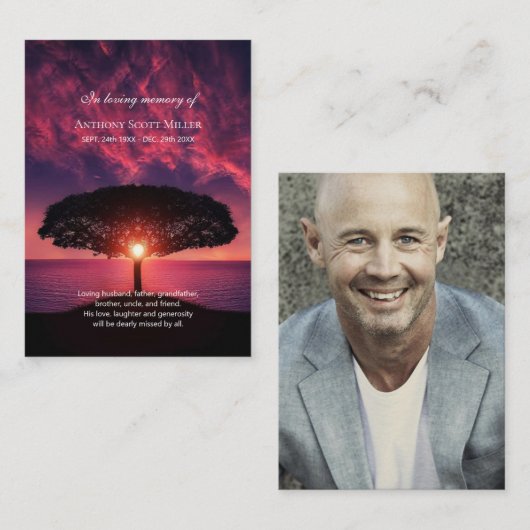 Gedenkkarte zum Thema Sonnenuntergang Foto Visitenkarte (Vorne/Hinten)