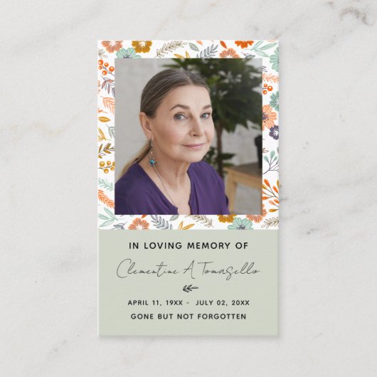 Gedenkkarte zur Beerdigung der Florentove Visitenkarte (Vorderseite)