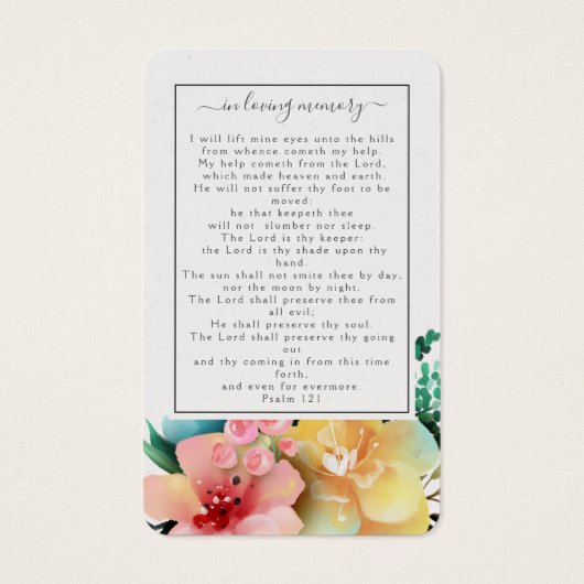 Gedenkkarte zur Beerdigung des Fotos (Rückseite)