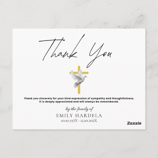 Gedenkkarte zur Beerdigung - Kreuz- und Wasserfarb Postkarte (Rückseite)