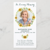 Gedenkkarte zur Beerdigung Sonnenblumenkarte Foto (Vorderseite)