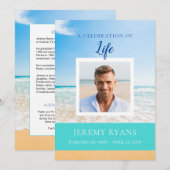 Gedenkkarte zur Beerdigung von Beach Scene Einladung (Vorne/Hinten)