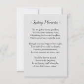 Gedenkkarte zur Gedächtnisbeerdigung im Beileid (Rückseite)