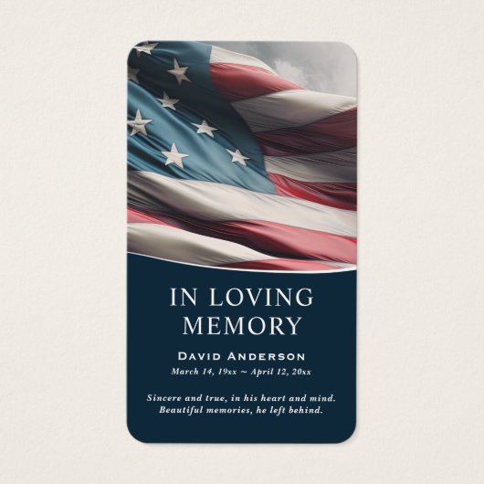 Gedenkkarten für Blaue Amerikanische Flagge (Vorderseite)