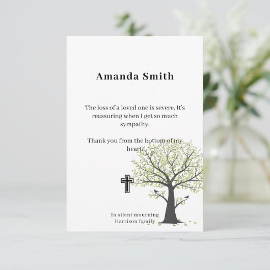 Gedenkkarten für die Wohltätigkeit mit Baum Dankeskarte (Stehend Vorderseite)