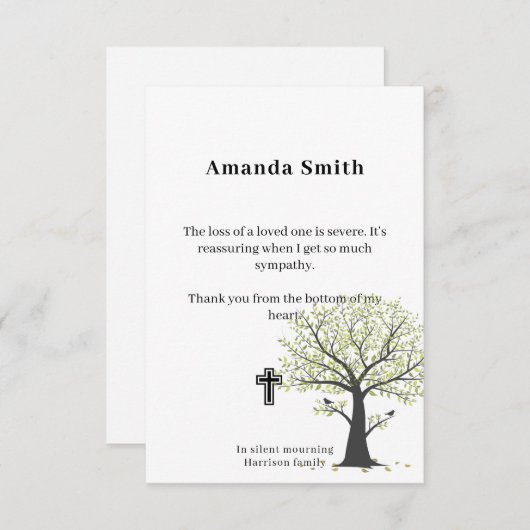 Gedenkkarten für die Wohltätigkeit mit Baum Dankeskarte (Vorne/Hinten)