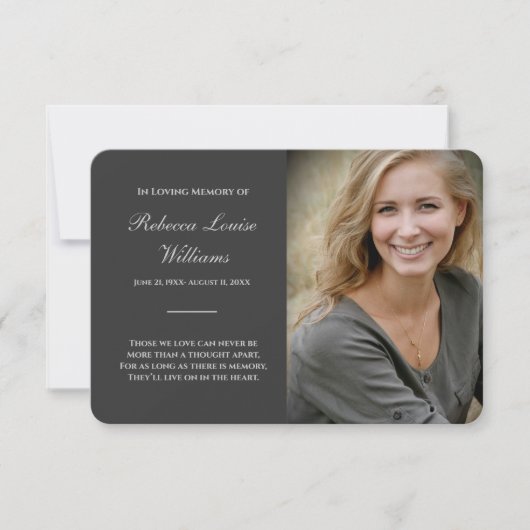 Gedenkkarten mit Foto-Holzkohle grau (Vorderseite)