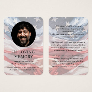 Gedenkkarten mit Foto und Gebet für die amerikanis