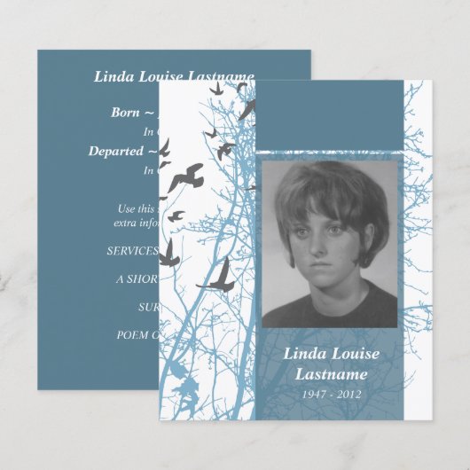 Gedenkkarten Silhouette Vögel (Vorne/Hinten)