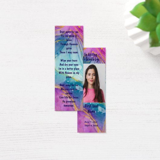 Gedenkkartenbeerdigung Lesezeichen (Schreibtisch)