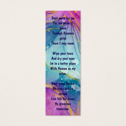 Gedenkkartenbeerdigung Lesezeichen (Vorderseite)