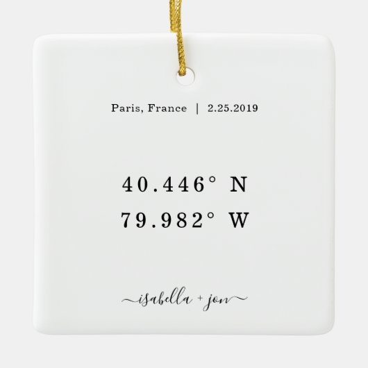 Gedenkkoordinate Keramik Ornament (Vorderseite)