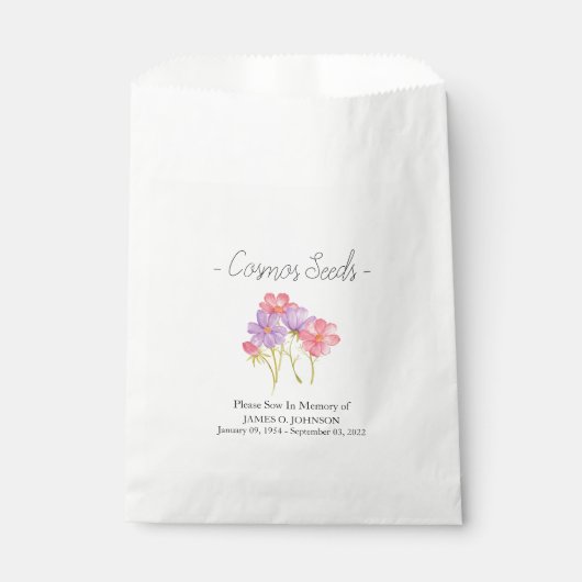 Gedenkkosmos - Beerdigung von Saatgut Geschenktütchen (Vorderseite)