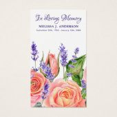 Gedenklavender Peach Rose Beerdigungskarte (Vorderseite)