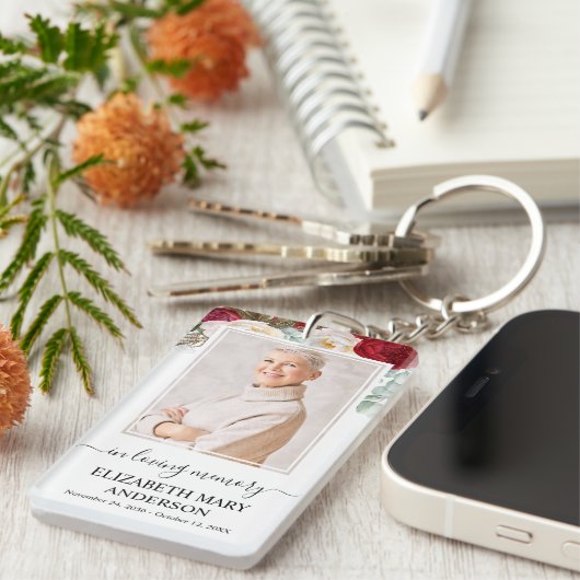 Gedenkliches Foto in der Liebe Erinnerung Rote Wei Schlüsselanhänger (Vorderseite rechts)