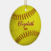 Gedenkmädchen Sport grungelgelber Weichball Keramik Ornament (Rechts)