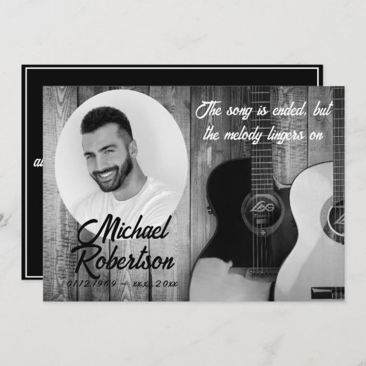 Gedenkmal für schwarze und weiße Gitarren Einladung (Vorne/Hinten)