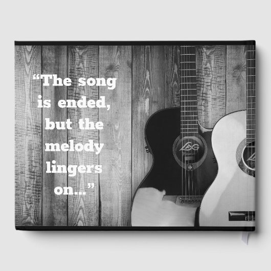 Gedenkmal für schwarze und weiße Gitarren Gästebuch (Rückseite)