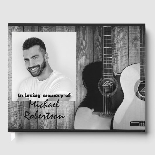 Gedenkmal für schwarze und weiße Gitarren Gästebuch (Vorderseite)