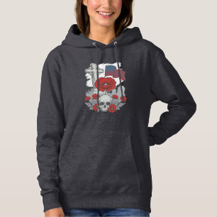 Gedenkmohnflaggenkreuz Vintage Gravur Vektor Hoodie