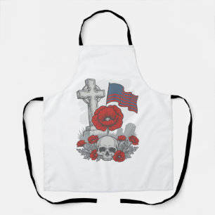 Gedenkmohnflaggenkreuz Vintage Gravur Vektor Schürze