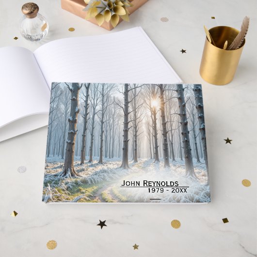 Gedenkmorgens Sonnenschein im Frostwald Gästebuch (Vorderseite Offen)