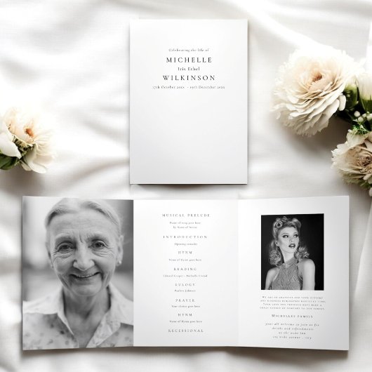 Gedenkorden für das Foto der Beerdigung Dreifach-gefaltete Programmkarte