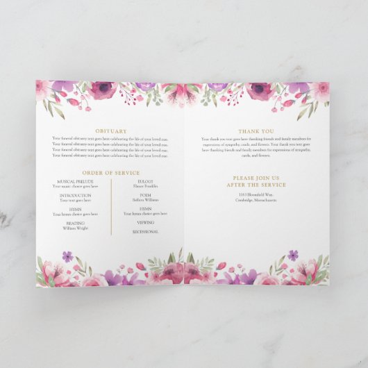 Gedenkorden zur Beerdigung: florales Foto Programm (Innenseite)