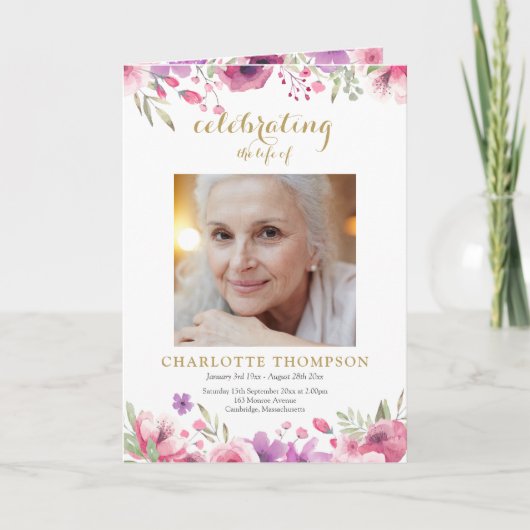 Gedenkorden zur Beerdigung: florales Foto Programm (Vorderseite)