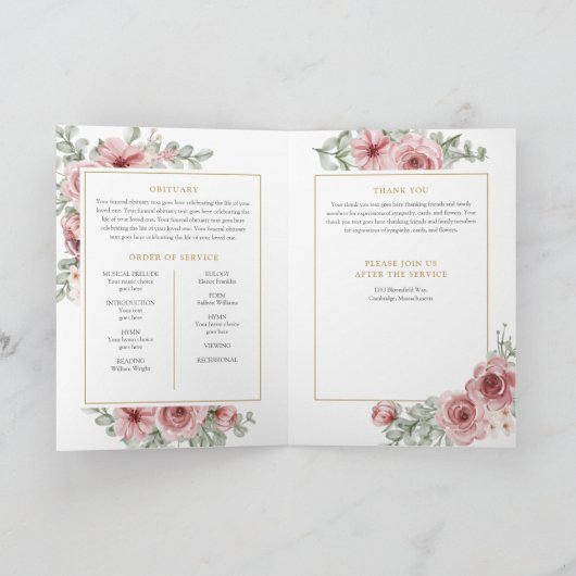 Gedenkorden zur Beerdigung: florales Foto Programm (Innenseite)