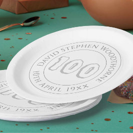 Gedenkpapierplatte zum 100. Geburtstag Pappteller