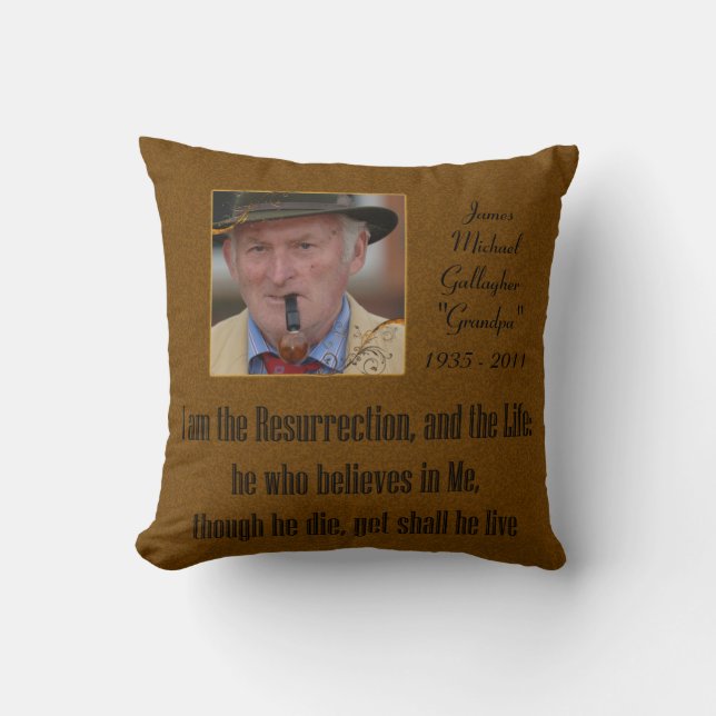 Gedenkpillow ich bin die Auferstehung Kissen (Vorderseite)