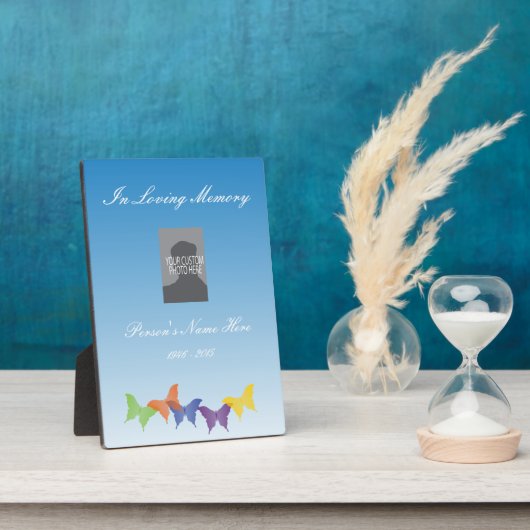 GedenkPlaque mit Schmetterlingen Fotoplatte (Seite)