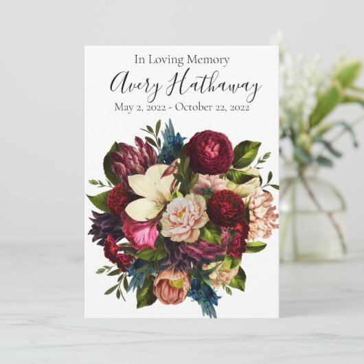 Gedenkprogramm für die Beerdigung der Deep Red Blu Einladung (Stehend Vorderseite)