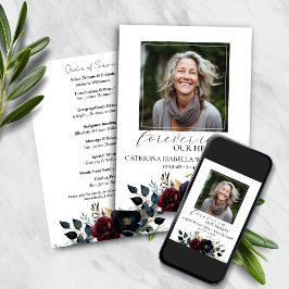 Gedenkprogramm für die Beerdigung von Burgund-Navy Einladung