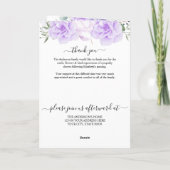 Gedenkprogramm für Lila Beerdigung von Wasserfarbe Karte (Rückseite)