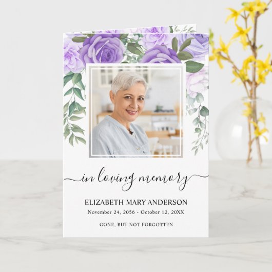 Gedenkprogramm für Lila Beerdigung von Wasserfarbe Karte (Gelbe Blume)