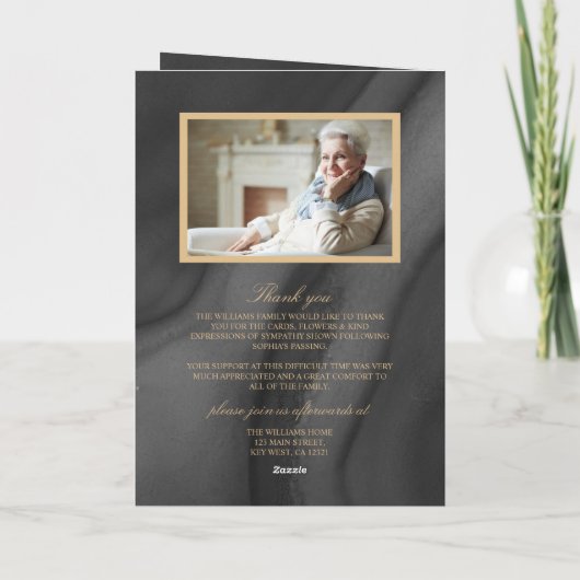 Gedenkprogramm für Schwarz-Gold-Kalligrafie Karte (Rückseite)