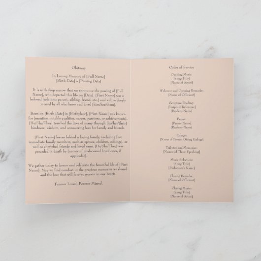 Gedenkprogramm zur Beerdigung des Strandes Programm (Innenseite)