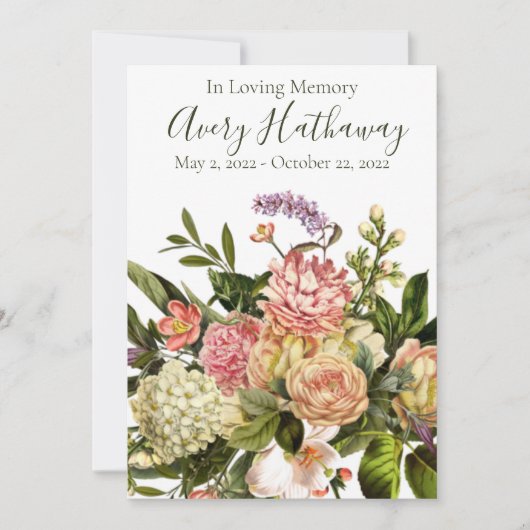 Gedenkprogramm zur Beerdigung durch die Blüte Einladung (Vorderseite)