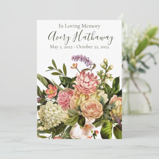 Gedenkprogramm zur Beerdigung durch die Blüte Einladung (Stehend Vorderseite)