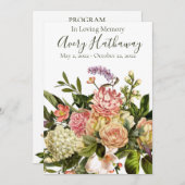 Gedenkprogramm zur Beerdigung durch die Blüte Einladung (Vorne/Hinten)