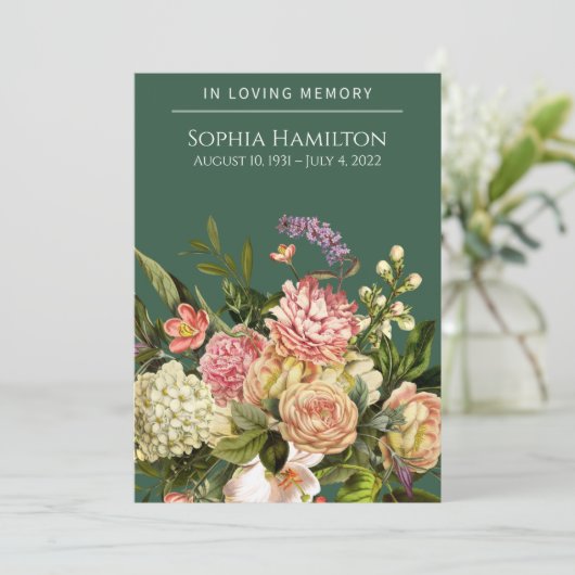 Gedenkprogramm zur Beerdigung grüner Flora Programm (Stehend Vorderseite)