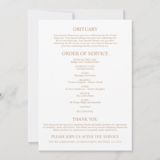 Gedenkprogramm zur Beerdigung von Blush & Blue Blu Einladung (Rückseite)