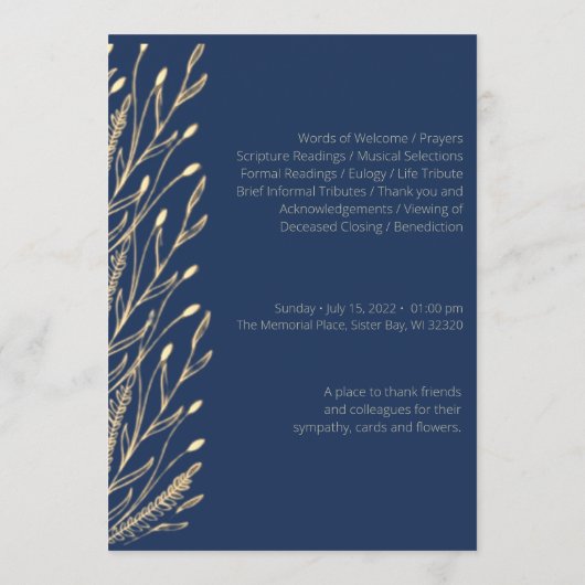 Gedenkprogramm zur Beerdigung von Ölsaaten der Mar Programm (Rückseite)